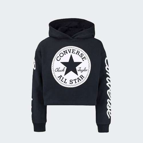 HOODIE CONVERSE CHUCK PATCH CROPPED BLACK