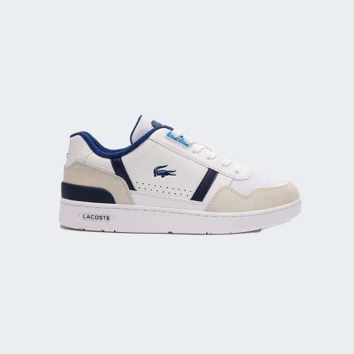 LACOSTE T-CLIP CONTRASTED LEATHER WHT/BLUE