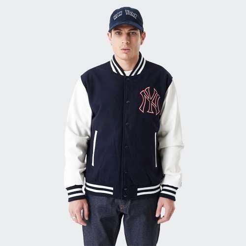 BLUSÃO NEW ERA NEW YORK YANKEES LEAGUE ESSENTIALS NAVY/OFF WHITE