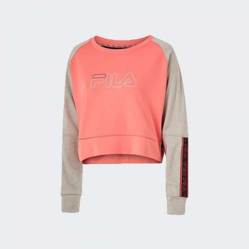 SWEATSHIRT FILA AHUVA CROPPED PINK GREY/MELANGE BLACK