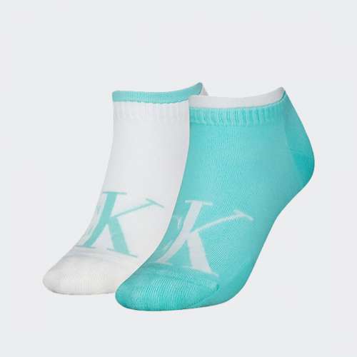 MEIAS CALVIN KLEIN SNEAKER LIGHT TURQUOISE/WHITE
