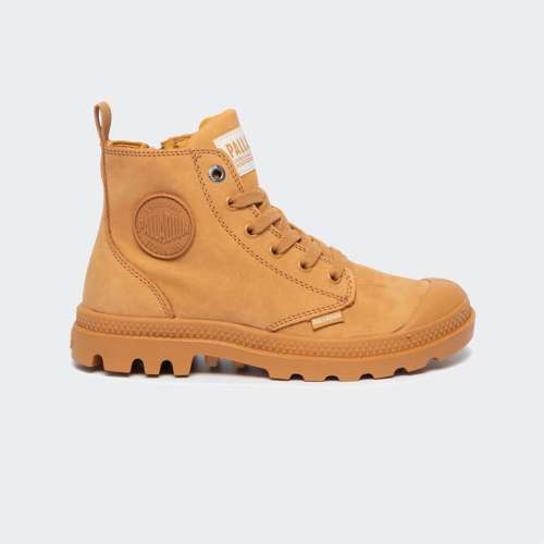 BOTAS PALLADIUM PAMPA HI ZIP NOBUCK AMBER GOLD