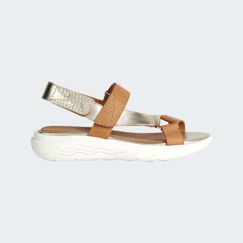 SANDALIAS GEOX SPHERICA MULHER CAMEL/LT GOLD