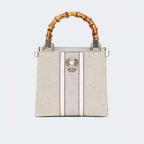 MALA GUESS KERIMA BAMBOO 2 MINI TOTE NATURAL/COAL LOGO