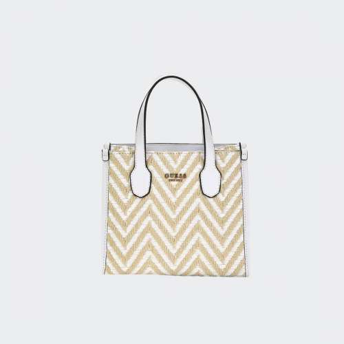 MALA GUESS SILVANA 2 COMPARTMENT MINI TOTE WHITE