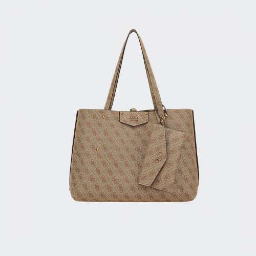 MALA GUESS ECO BRENTON TOTE MULHER LATTE LOGO