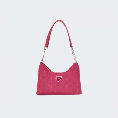 MALA GUESS VELINA MINI TOP ZIP SHOULDER MAGENTA