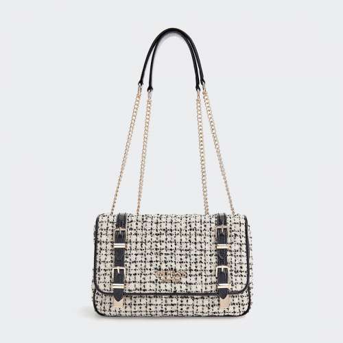 MALA GUESS ADAM TWEED CROSSBODY BLACK/WHITE