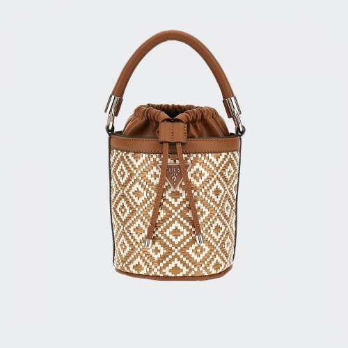 MALA GUESS RIANNE DRAWSTRING BUCKET COGNAC