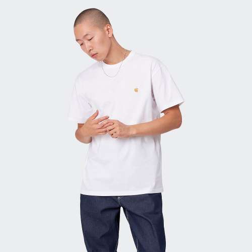 TSHIRT CARHARTT WIP CHASE WHITE/GOLD