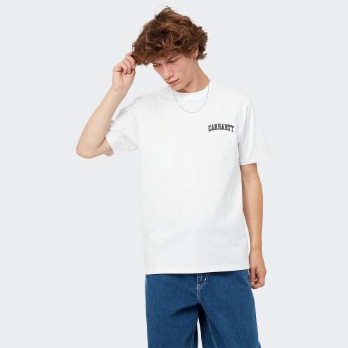 TSHIRT CARHARTT WIP UNIVERSITY SCRIPT WHITE/BLACK