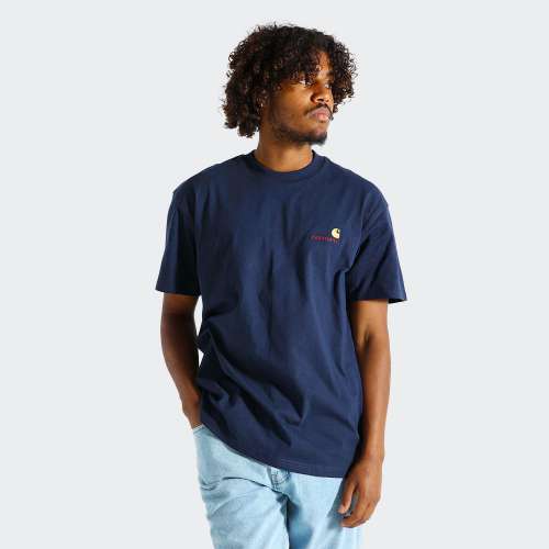 TSHIRT CARHARTT WIP AMERICAN SCRIPT AIR FORCE BLUE