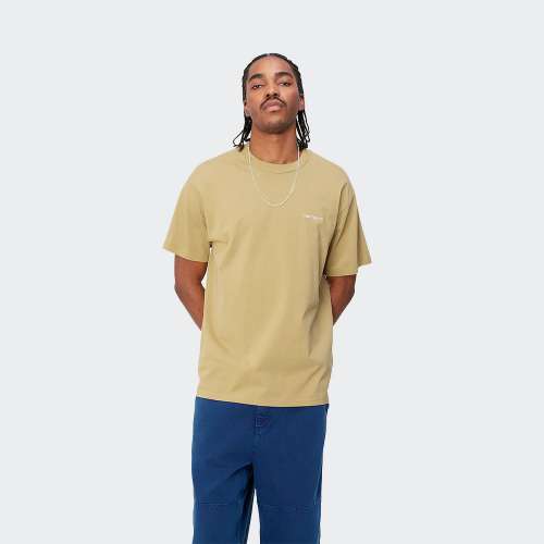 TSHIRT CARHARTT WIP SCRIPT EMBROIDERY AGATE/WHITE
