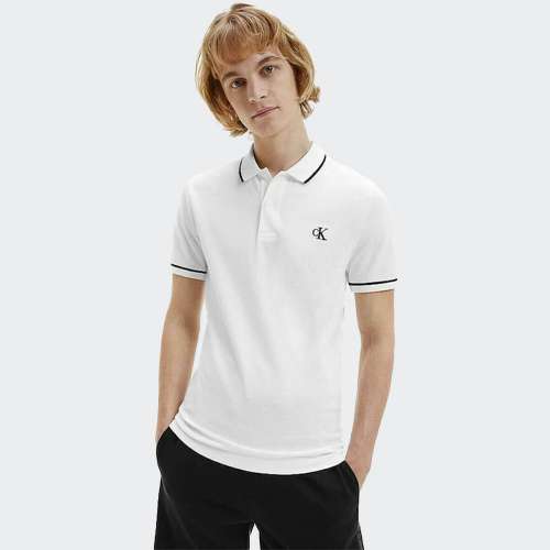 POLO CALVIN KLEIN TIPPING SLIM BRIGHT WHITE
