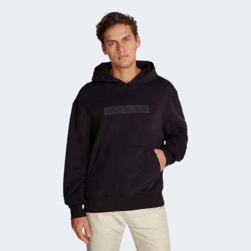 HOODIE CALVIN KLEIN EMBROIDERED CK BLACK
