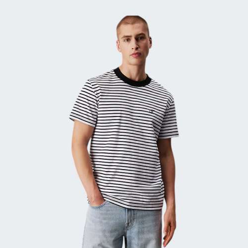 TSHIRT CALVIN KLEIN HEAVY REGULAR CK BLACK/BRIGHT WHITE STR