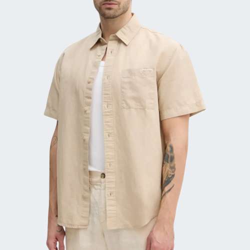 CAMISA CALVIN KLEIN LINEN WHITE PEPPER