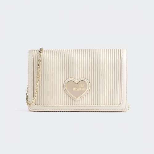 MALA LOVEMOSCHINO PLEATED CROSSBODY AVORIO
