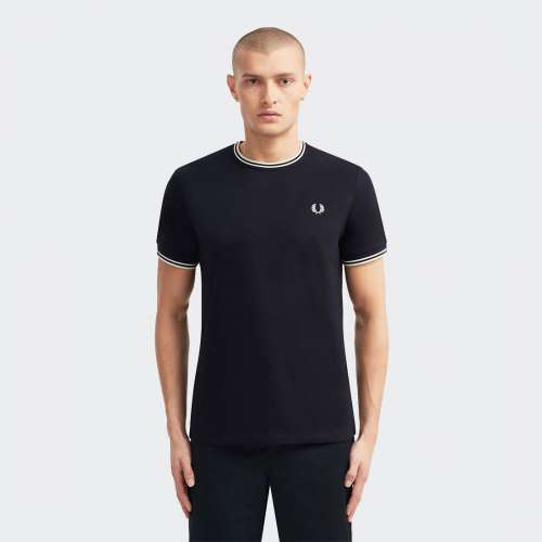 TSHIRT FRED PERRY COM BORDA DUPLA NAVY