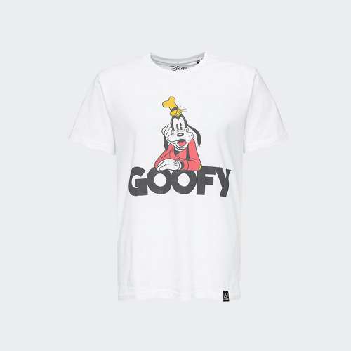 TSHIRT RECOVERED DISNEY GOOFY TEXT CORE HOMEM WHITE