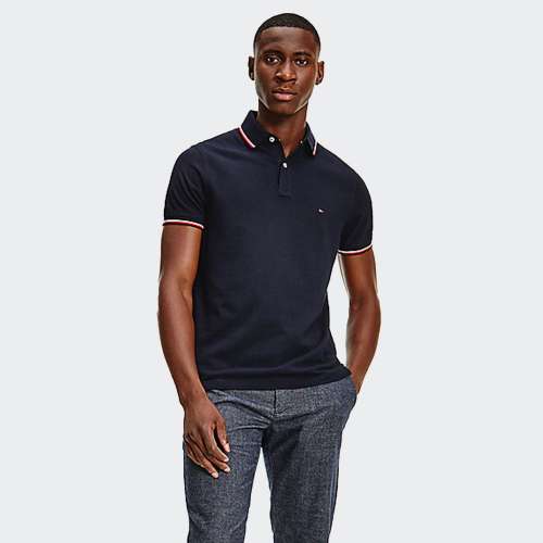 POLO TOMMY HILFIGER TIPPED SLIM DESERT SKY