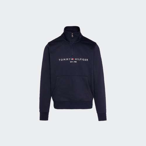 SWEATSHIRT TOMMY HILFIGER LOGO HALF ZIP DESERT SKY