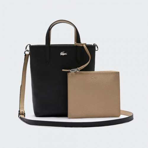 MALA LACOSTE ANNA SMALL NOIR KREMA REVERSIBLE