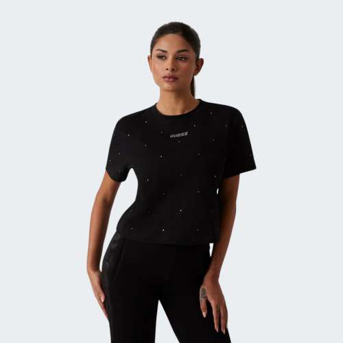 T-SHIRT GUESS PRIMULA RHINESTONES BOXY JBLK