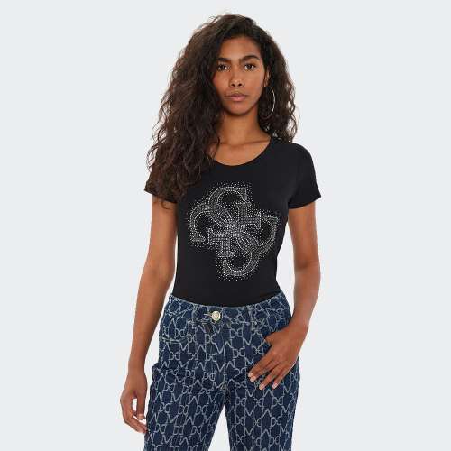 TSHIRT GUESS LOGO JBLK