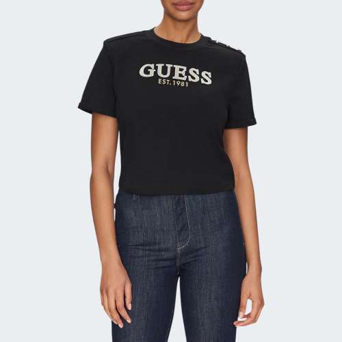 T-SHIRT GUESS CN SS CROPPED WASHED OGO JBLK