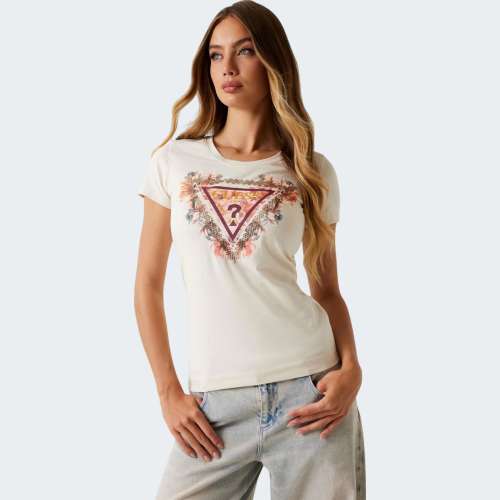 TSHIRT GUESS SS TRIANGLE FLOWERS