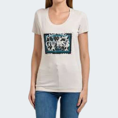 TSHIRT GUESS CN SS ANIMALIER BOXY PRINT