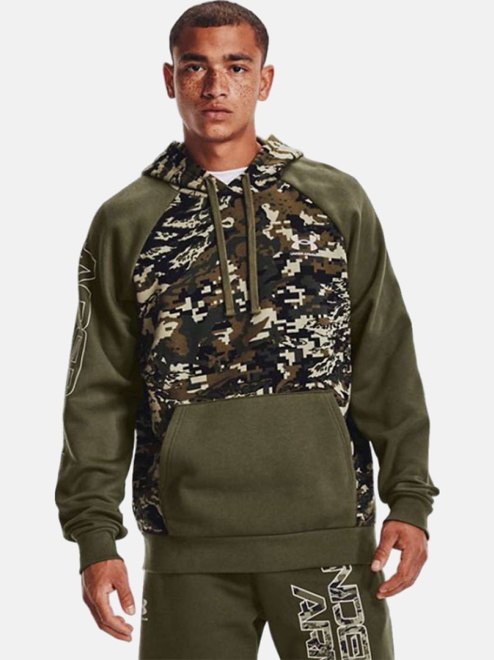 HOODIE UNDER ARMOUR UA RIVAL FLEECE CAMO SCRIPT/GREEN