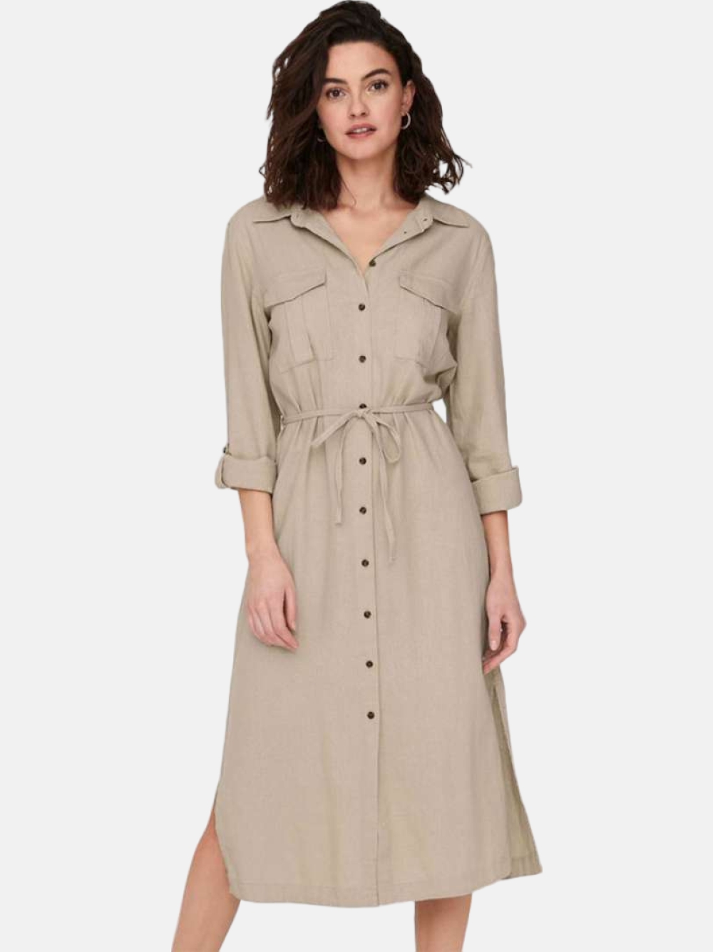 VESTIDO ONLY CARO OXFORD TAN