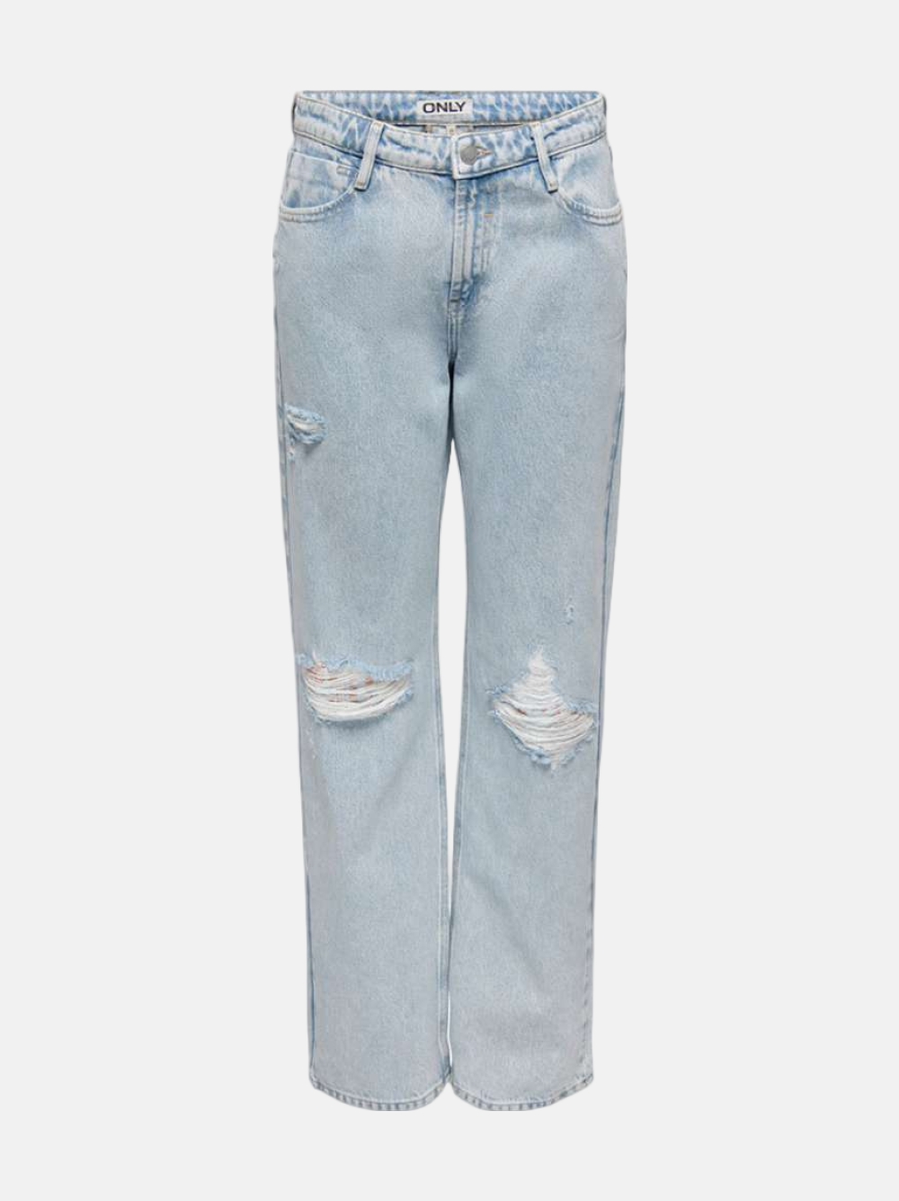 CALÇAS ONLY DAD STRAIGHT PATCH LIGHT BLUE DENIM