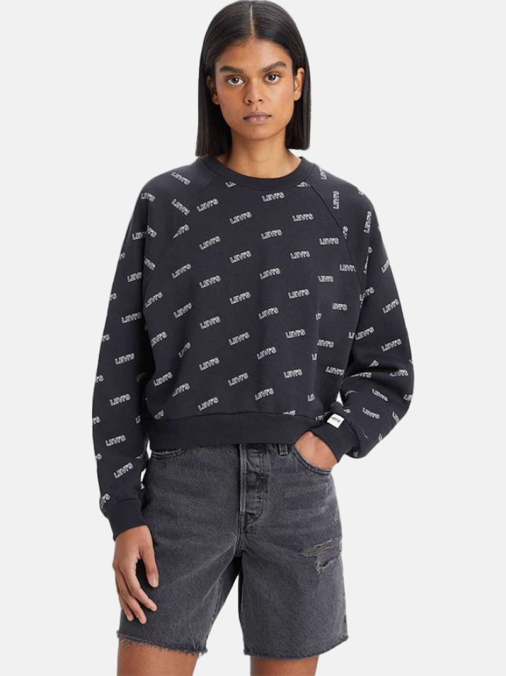 SWEATSHIRT LVIS VINTAGE RAGLAN BLACK