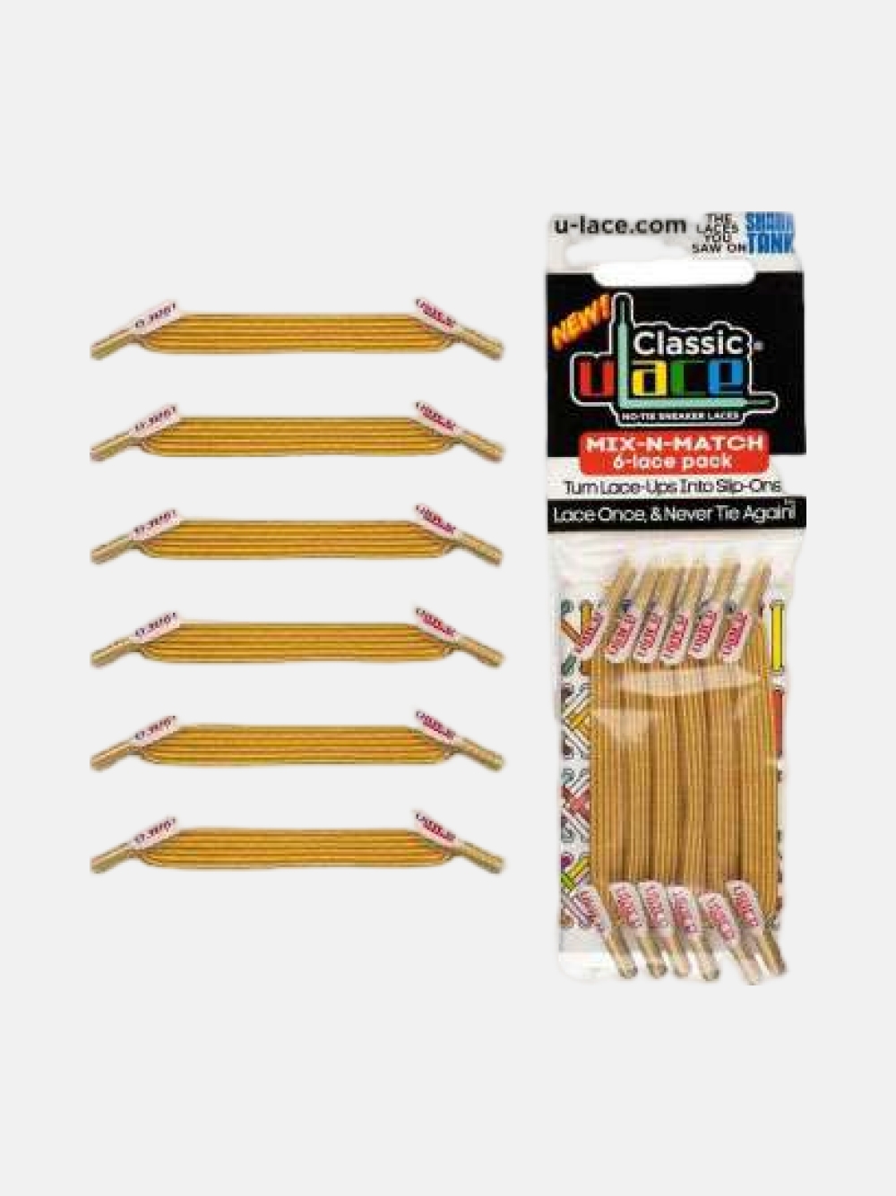 ATACADORES U-LACE CLASSIC METALLIC GOLD