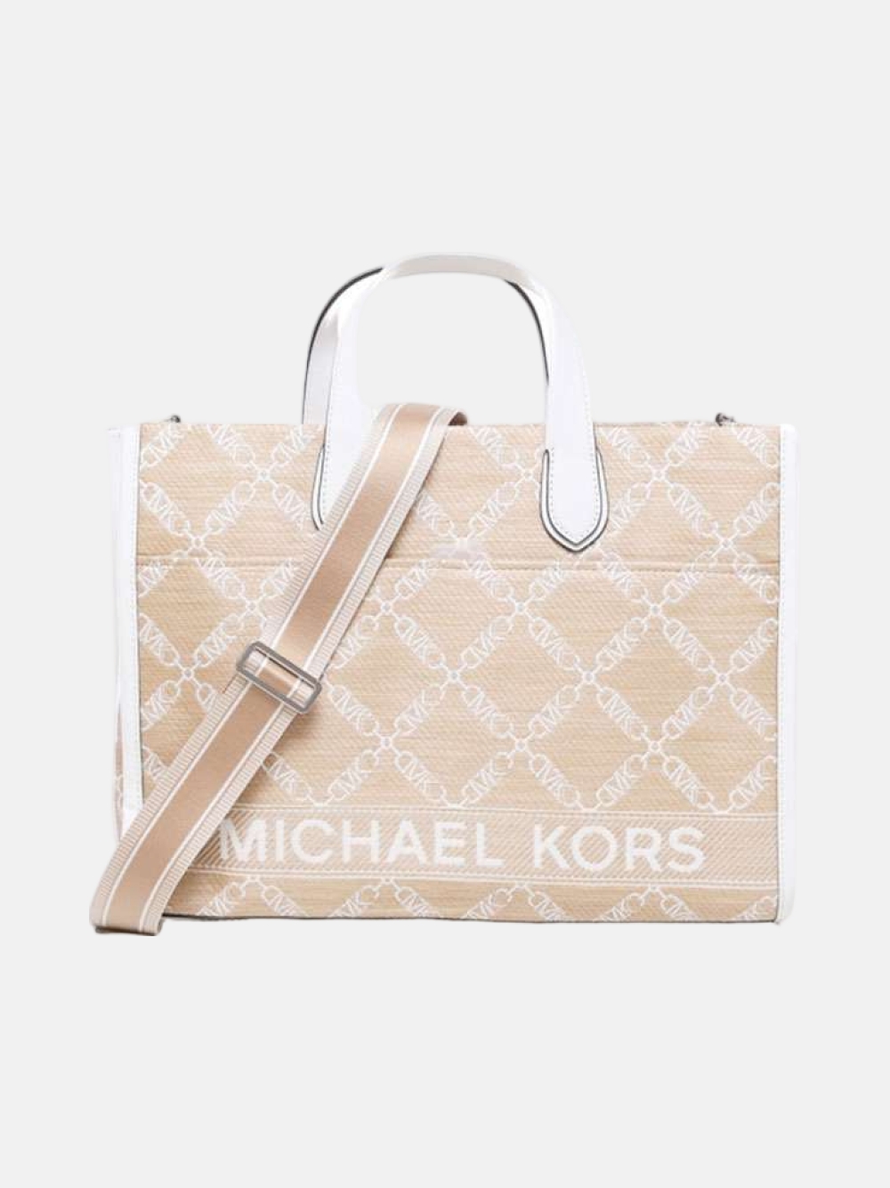 MALA MICHAEL KORS LG GRAB TOTE NAT/OPTIC WHITE