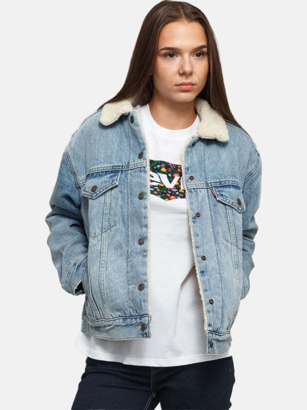 CASACO LEVI´S EX BOYFRIEND SHERPA TRUCKER BLUE SHERPA