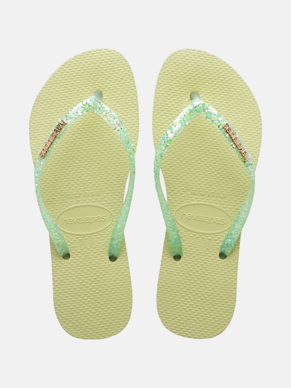 HAVAIANAS SLIM GLITTER FLOURISH GREEN GARDEN