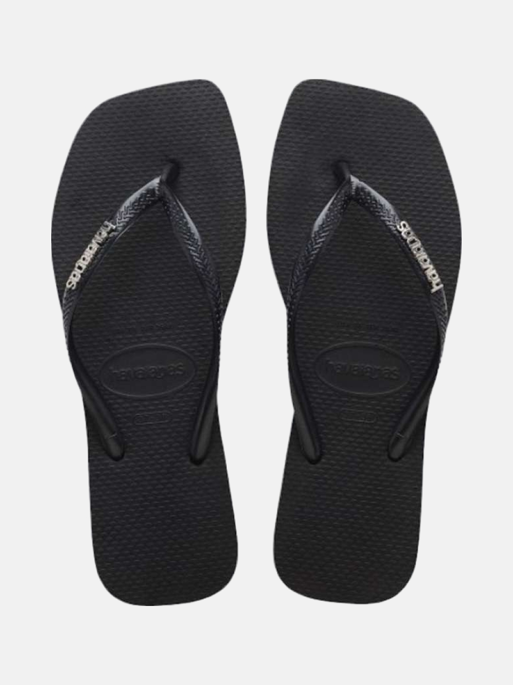 HAVAIANAS SLIM SQUARE LOGO METALLIC BLACK/SILVER