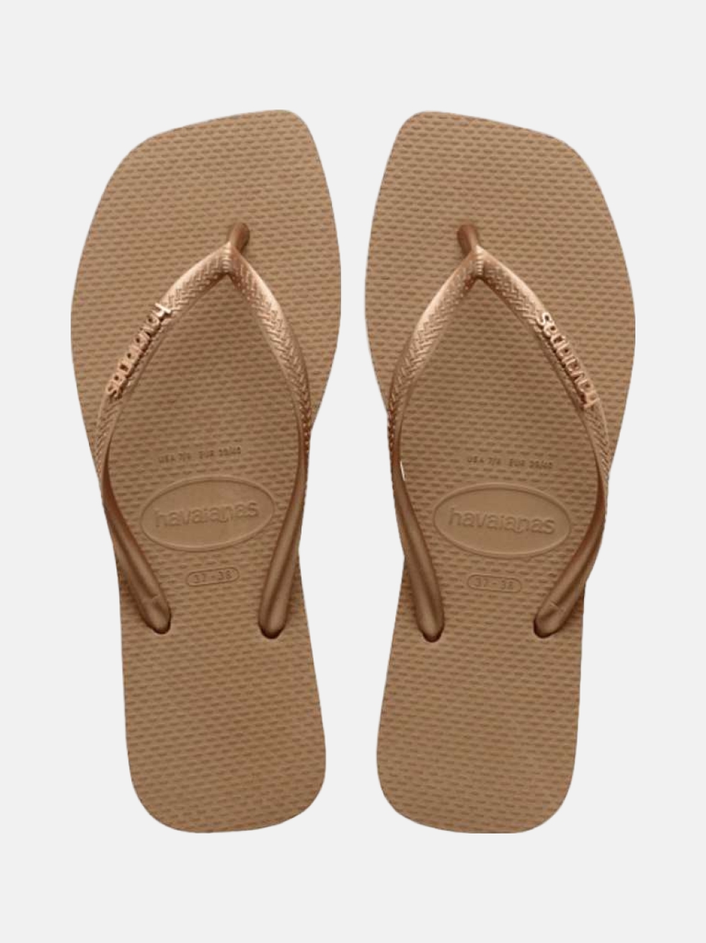 HAVAIANAS SLIM SQUARE LOGO METALLIC ROSE GOLD