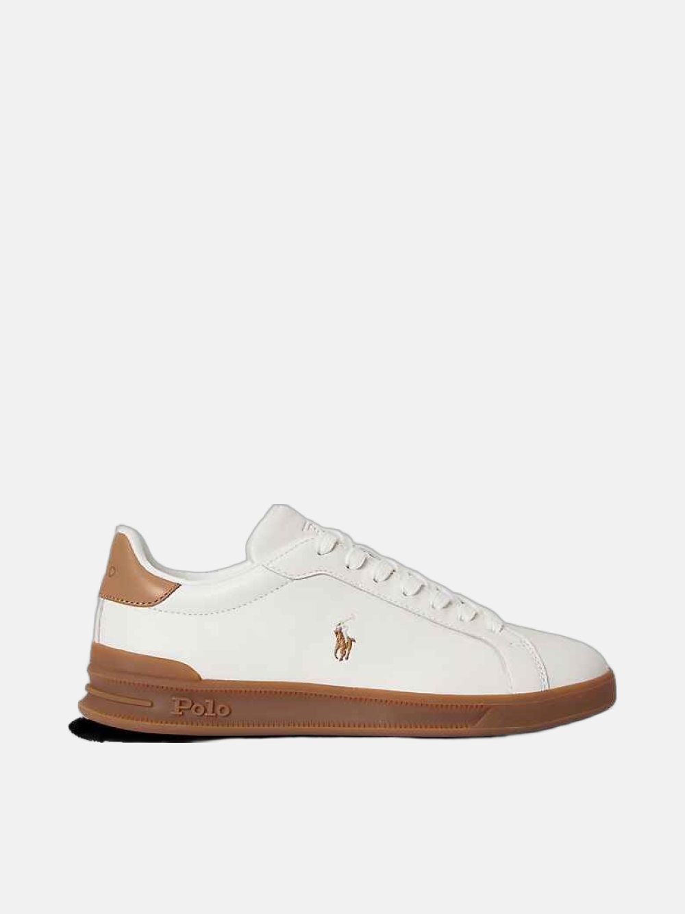 RALPH LAUREN SNEAKERS LOW TOP LACE WHITE/TAN