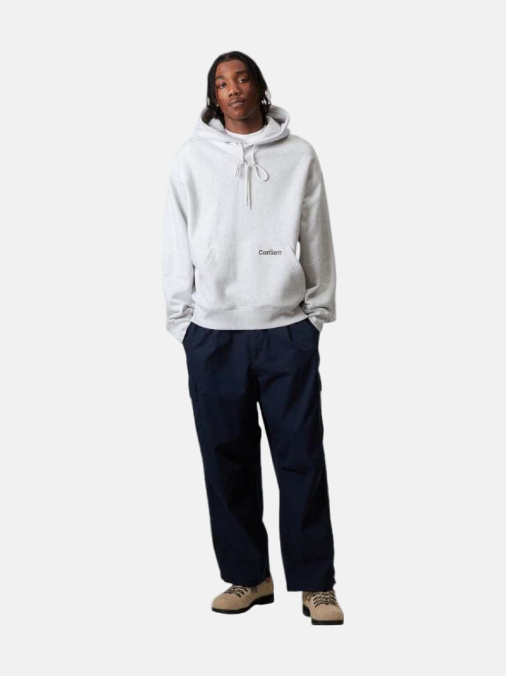 HOODIE CARHARTT LABEL SCRIPT ASH HEATHER