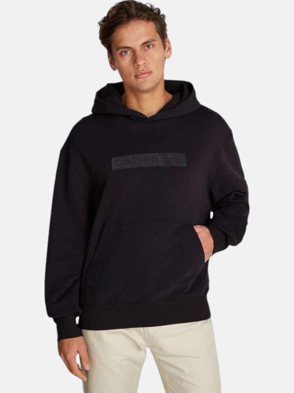 HOODIE CALVIN KLEIN EMBROIDERED CK BLACK
