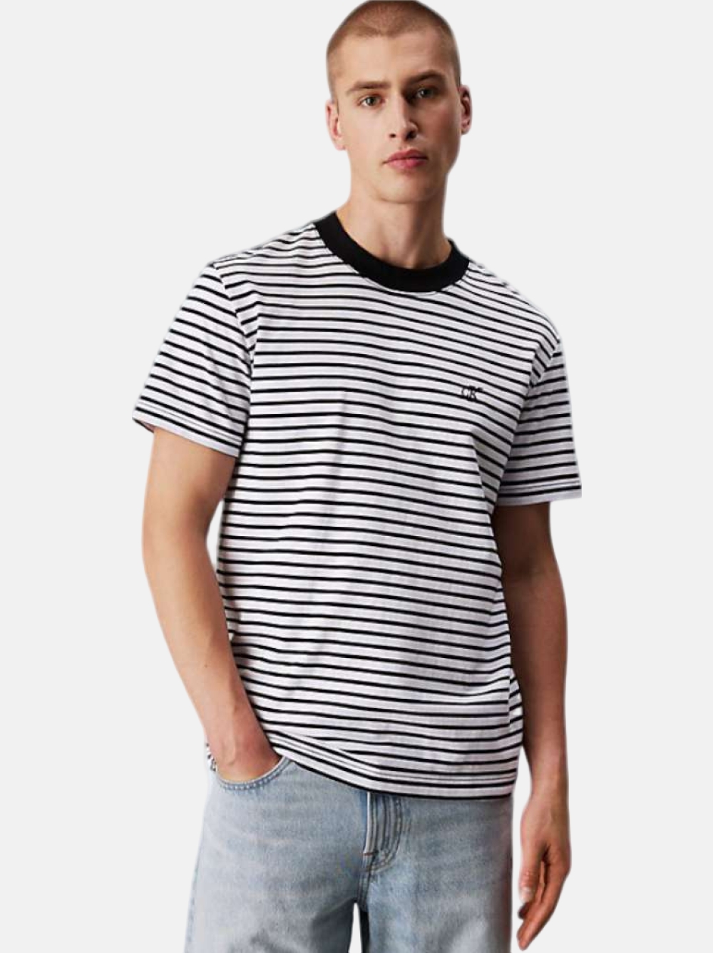 TSHIRT CALVIN KLEIN HEAVY REGULAR CK BLACK/BRIGHT WHITE STR