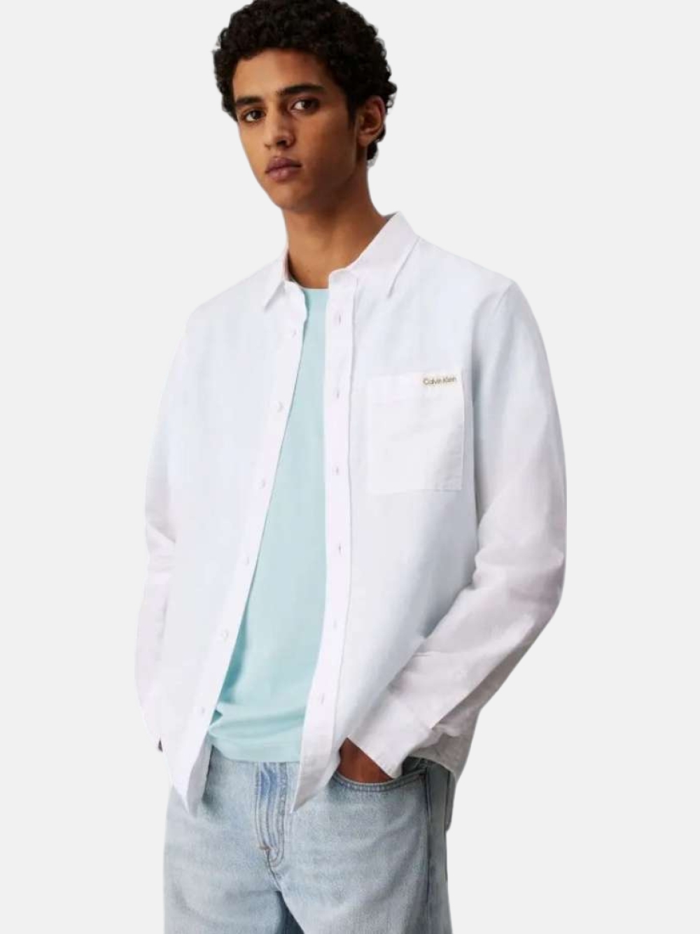 CAMISA CALVIN KLEIN LINEN BRIGHT WHITE