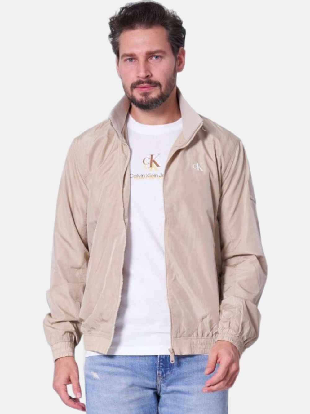 CASACO CALVIN KLEIN UNPADDED HARRINGTON WHITE PEPPER