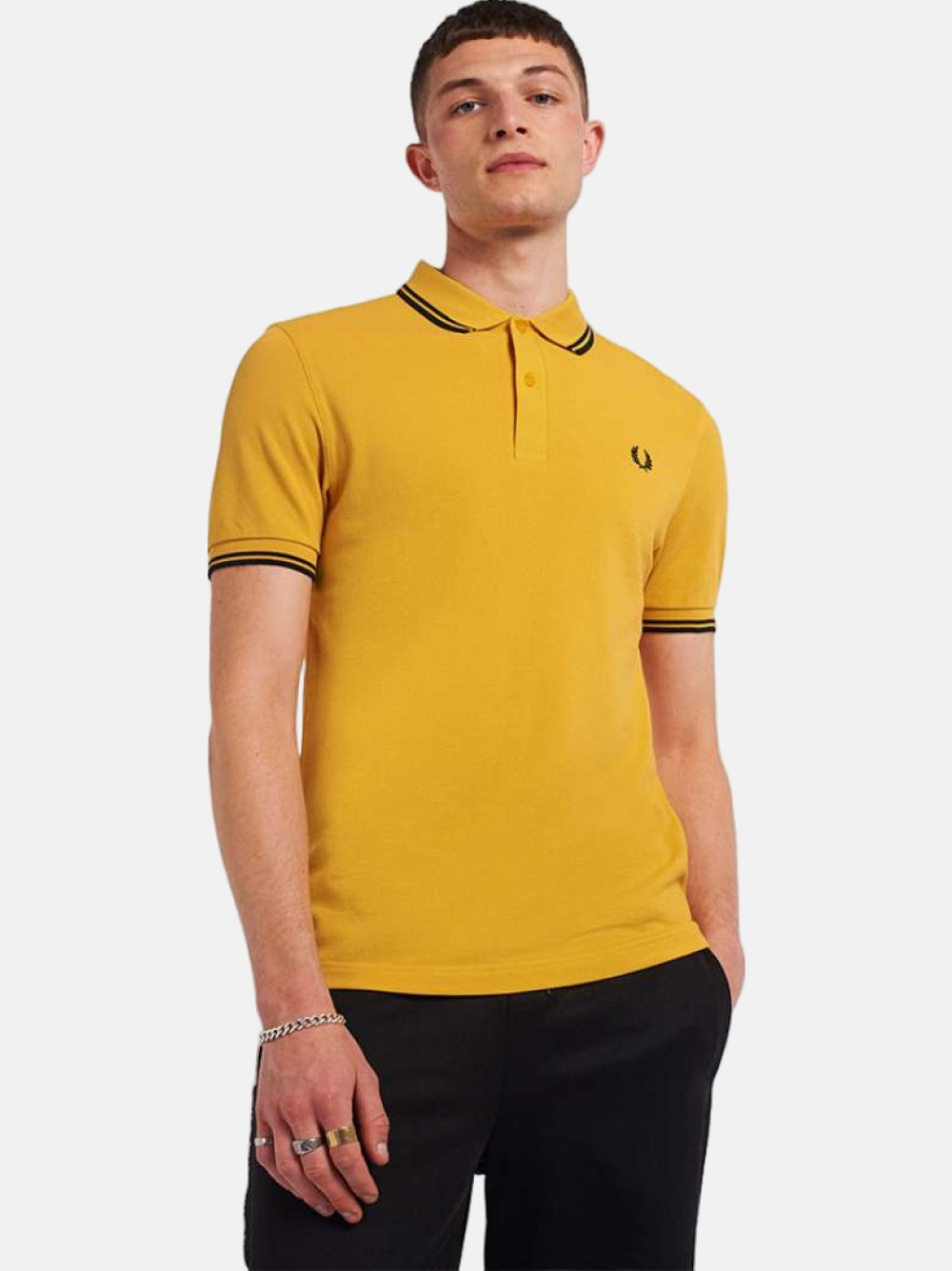 POLO FRED PERRY M3600 GOLD/BLK/BLK