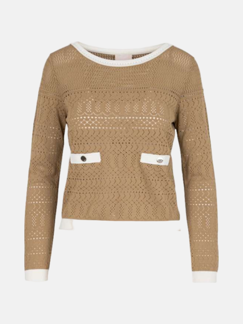 CAMISOLA LIU JO MA4053MS52N CAMEL/BCO LANA